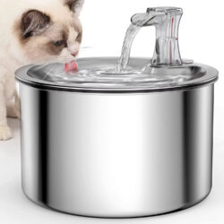 nspet 2l stainless steel pet water fountain | automatic cat water dispenser with optional 8 filters | quiet & hygienic drinking bowl